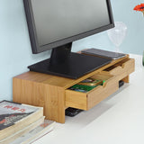 NNEDSZ Bamboo Monitor Stand Desk Organizer with 2 Drawers