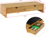 NNEDSZ Bamboo Monitor Stand Desk Organizer with 2 Drawers