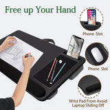 NNEDSZ Portable Laptop Desk with Device Ledge, Mouse Pad and Phone Holder for Home Office (Black, 43cm)
