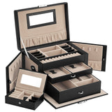 NNEDSZ Lockable Jewelry Box 3-Tier Display Case