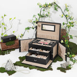 NNEDSZ Lockable Jewelry Box 3-Tier Display Case
