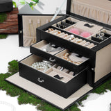 NNEDSZ Lockable Jewelry Box 3-Tier Display Case