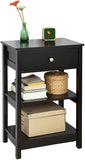 NNEDSZ Black Bedside Table with 1 Drawer and 2 Shelves