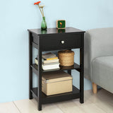 NNEDSZ Black Bedside Table with 1 Drawer and 2 Shelves