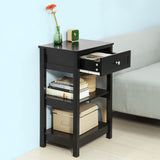 NNEDSZ Black Bedside Table with 1 Drawer and 2 Shelves