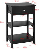 NNEDSZ Black Bedside Table with 1 Drawer and 2 Shelves