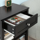 NNEDSZ Black Bedside Table with 1 Drawer and 2 Shelves