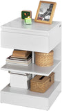 NNEDSZ White Side Table Bedside Table with 1 Drawer and 3 Shelves