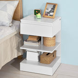 NNEDSZ White Side Table Bedside Table with 1 Drawer and 3 Shelves