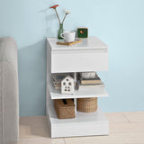 NNEDSZ White Side Table Bedside Table with 1 Drawer and 3 Shelves