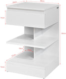 NNEDSZ White Side Table Bedside Table with 1 Drawer and 3 Shelves