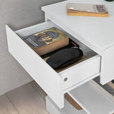 NNEDSZ White Side Table Bedside Table with 1 Drawer and 3 Shelves