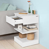 NNEDSZ White Side Table Bedside Table with 1 Drawer and 3 Shelves