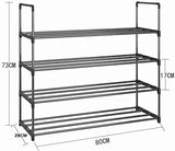 NNEDSZ 4-Tier Stainless Steel Shoe Rack Storage Organizer to Hold up to 20 Pairs of Shoes (80cm, Black)