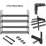 NNEDSZ 4-Tier Stainless Steel Shoe Rack Storage Organizer to Hold up to 20 Pairs of Shoes (80cm, Black)