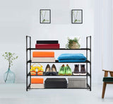 NNEDSZ 4-Tier Stainless Steel Shoe Rack Storage Organizer to Hold up to 20 Pairs of Shoes (80cm, Black)