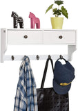 NNEDSZ Wall Rack with 2 Drawers and 5 Hooks