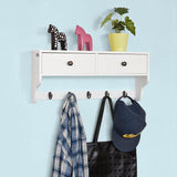 NNEDSZ Wall Rack with 2 Drawers and 5 Hooks