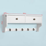 NNEDSZ Wall Rack with 2 Drawers and 5 Hooks