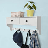 NNEDSZ Wall Rack with 2 Drawers and 5 Hooks
