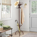 NNEDSZ Brown Coat Rack with Stand Wooden Hat and 12 Hooks Hanger Walnut tree