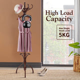 NNEDSZ Brown Coat Rack with Stand Wooden Hat and 12 Hooks Hanger Walnut tree