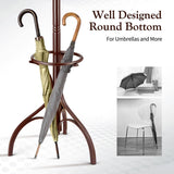 NNEDSZ Brown Coat Rack with Stand Wooden Hat and 12 Hooks Hanger Walnut tree