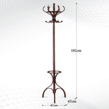 NNEDSZ Brown Coat Rack with Stand Wooden Hat and 12 Hooks Hanger Walnut tree