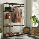 NNEDSZ Industrial Garment Coat Rack Hanger Organizer and Shoe Storage (Black)