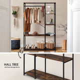 NNEDSZ Industrial Garment Coat Rack Hanger Organizer and Shoe Storage (Black)