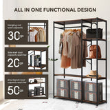 NNEDSZ Industrial Garment Coat Rack Hanger Organizer and Shoe Storage (Black)
