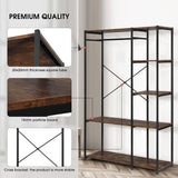 NNEDSZ Industrial Garment Coat Rack Hanger Organizer and Shoe Storage (Black)