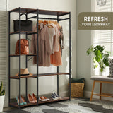 NNEDSZ Industrial Garment Coat Rack Hanger Organizer and Shoe Storage (Black)