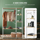 NNEDSZ Industrial Garment Coat Rack Hanger Organizer and Shoe Storage (White)