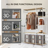 NNEDSZ Industrial Garment Coat Rack Hanger Organizer and Shoe Storage (White)