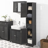NNEDSZ Freestanding Tall Bathroom Cabinet 170 x 32 x 30 cm (Black)