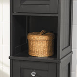 NNEDSZ Freestanding Tall Bathroom Cabinet 170 x 32 x 30 cm (Black)