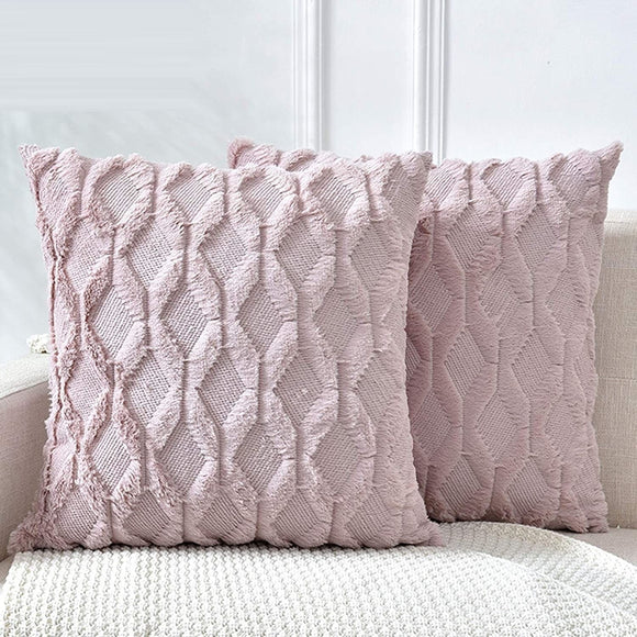 NNEDSZ 2 Pack Decorative Boho Throw Pillow Covers 45 x 45 cm (Pink)