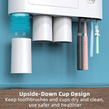 NNEDSZ Automatic Wall Mounted Toothbrush Holder with Magnetic Cups Kids & Family Set for Bathroom (White and Black)