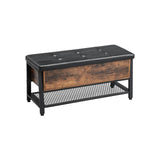 NNEDSZ Shoe Storage Bench Padded Seat Rustic Brown 2 Tier Rack