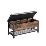 NNEDSZ Shoe Storage Bench Padded Seat Rustic Brown 2 Tier Rack
