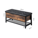 NNEDSZ Shoe Storage Bench Padded Seat Rustic Brown 2 Tier Rack