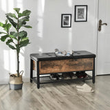 NNEDSZ Shoe Storage Bench Padded Seat Rustic Brown 2 Tier Rack