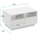 NNEDSZ High Gloss White LED Coffee Table With 4 Drawers