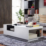 NNEDSZ Modern Storage Coffee Table in White and Black 120CM
