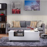 NNEDSZ Modern Storage Coffee Table in White and Black 120CM