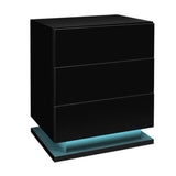 NNEDSZ Modern High Gloss LED Bedside Black Drawer Cabinet Table