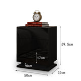 NNEDSZ Modern High Gloss LED Bedside Black Drawer Cabinet Table