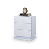 NNEDSZ Modern High Gloss LED Bedside White Drawer Cabinet Table