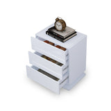 NNEDSZ Modern High Gloss LED Bedside White Drawer Cabinet Table